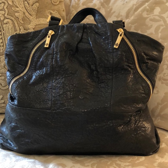 Tory Burch large black leather tote w/ dust bag - Picture 2 of 16